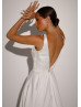 V Neck Ivory Satin Elegant Wedding Dress